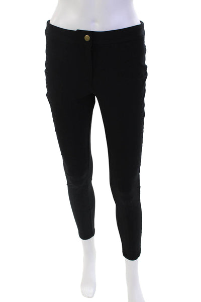 Vivienne Tam Womens Flat Fron Snap Closure Mid-Rise Skinny Pants Black Size S