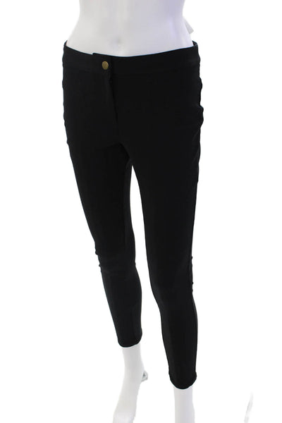 Vivienne Tam Womens Flat Fron Snap Closure Mid-Rise Skinny Pants Black Size S