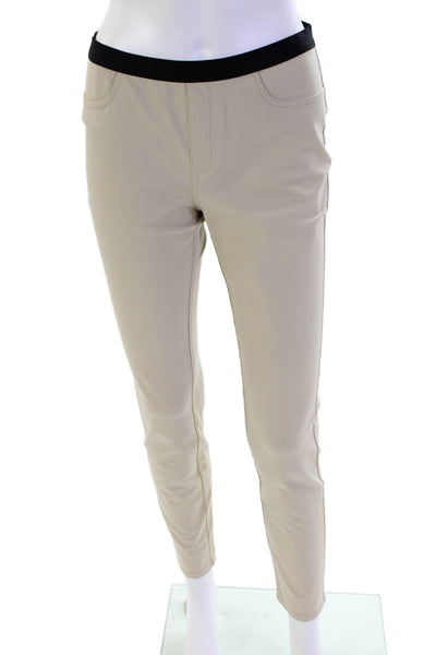 Lafayette 148 New York Womens Cotton Elastic Waist Skinny Pants Beige Size P