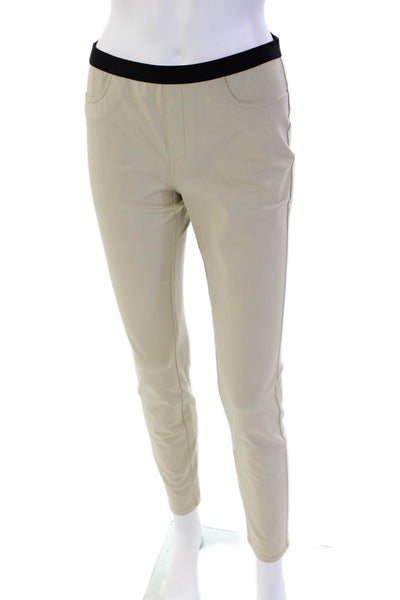 Lafayette 148 New York Womens Cotton Elastic Waist Skinny Pants Beige Size P