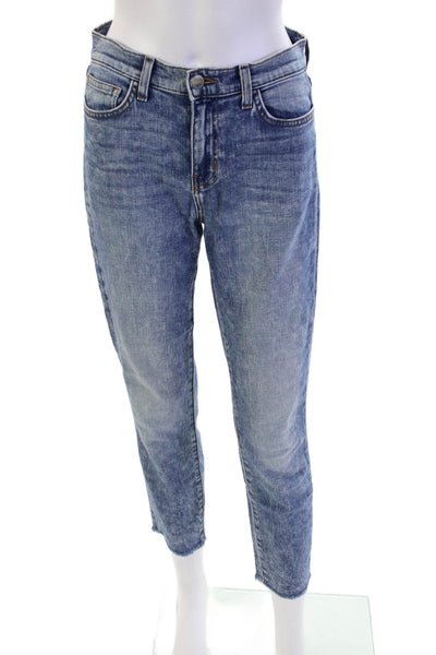 L'Agence Womens Cotton Distressed Ankle Detail Skinny Jeans Blue Size 26