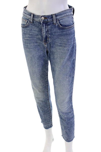 L'Agence Womens Cotton Distressed Ankle Detail Skinny Jeans Blue Size 26