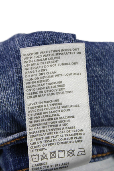 L'Agence Womens Cotton Distressed Ankle Detail Skinny Jeans Blue Size 26