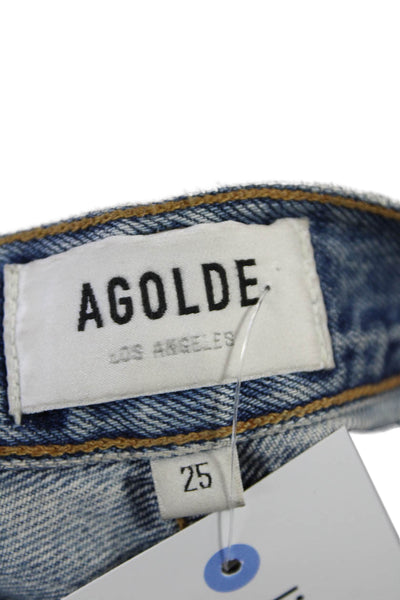Agolde Womens Cotton Buttoned Five Pocket High Rise Casual Jeans Blue Size 25