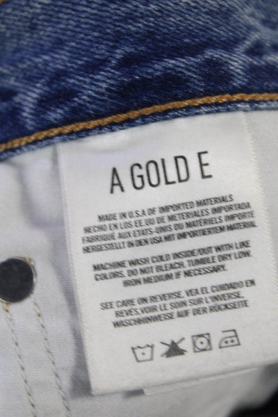 Agolde Womens Cotton Buttoned Five Pocket High Rise Casual Jeans Blue Size 25