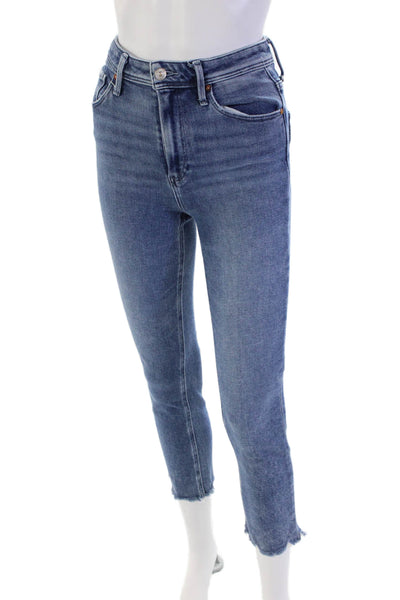Paige Womens Cotton Denim Mid-Rise Five Pocket Slim Cropped Jeans Blue Size 25
