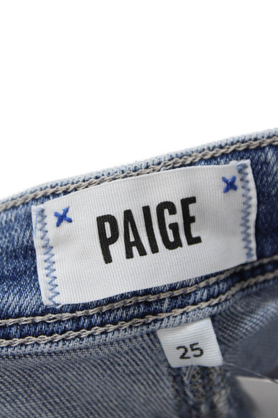 Paige Womens Cotton Denim Mid-Rise Five Pocket Slim Cropped Jeans Blue Size 25