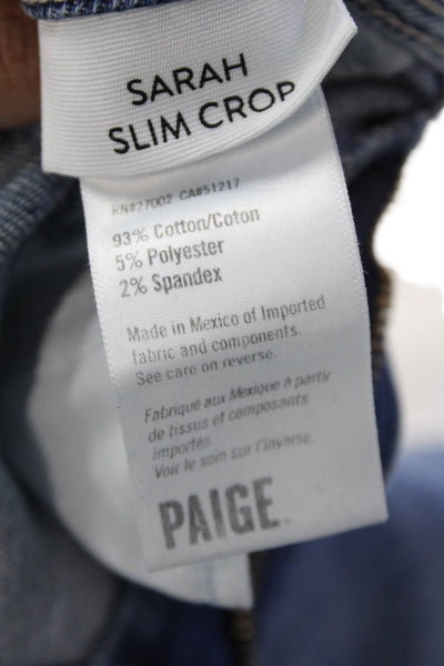 Paige Womens Cotton Denim Mid-Rise Five Pocket Slim Cropped Jeans Blue Size 25