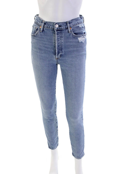 Citizens of Humanity Womens Distressed Denim High-Rise Skinny Jeans Blue Size 25
