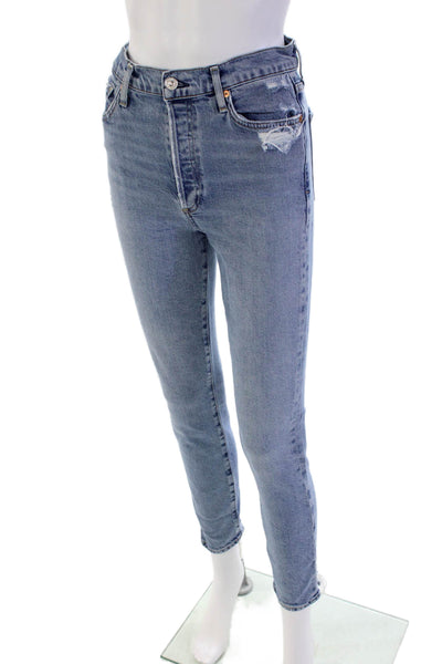 Citizens of Humanity Womens Distressed Denim High-Rise Skinny Jeans Blue Size 25