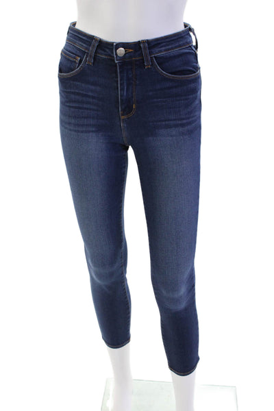 L'Agence Womens Denim Mid-Rise 5 Pocket Button Closure Skinny Jeans Navy Size 25