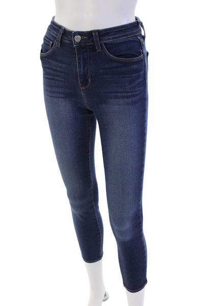 L'Agence Womens Denim Mid-Rise 5 Pocket Button Closure Skinny Jeans Navy Size 25