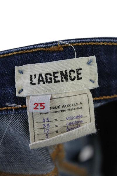 L'Agence Womens Denim Mid-Rise 5 Pocket Button Closure Skinny Jeans Navy Size 25