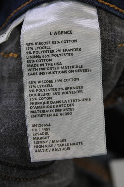 L'Agence Womens Denim Mid-Rise 5 Pocket Button Closure Skinny Jeans Navy Size 25