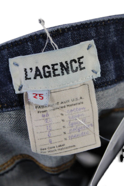 L'Agence Womens Cotton Blend Mid-Rise Five Pocket Skinny Jeans Blue Size 25