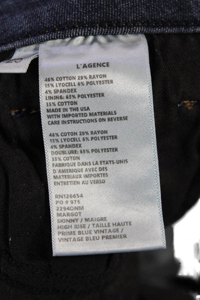 L'Agence Womens Cotton Blend Mid-Rise Five Pocket Skinny Jeans Blue Size 25