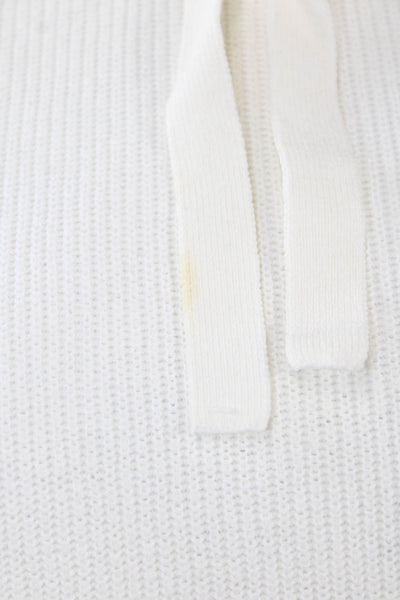 Minnie Rose Womens Cotton Knit Long Sleeve Asymmetrical Hoodie Cream Size S