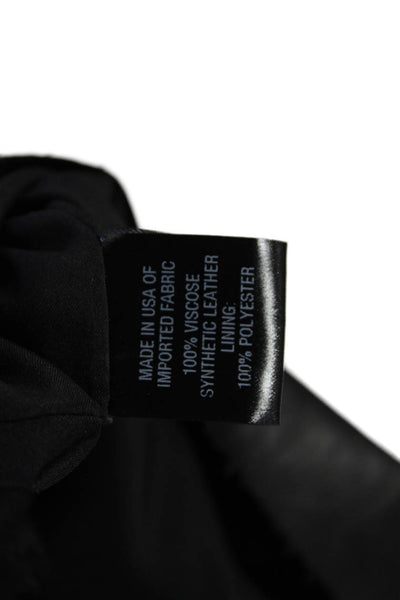 Drew Womens Vegan Leather Round Neck Zip Up Tank Top Blouse Black Size S