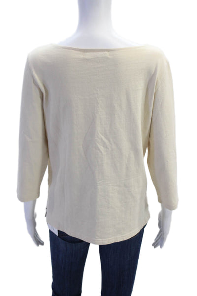 Apiece Apart Womens Long Sleeves Tee Shirt Light Beige Cotton Size Small