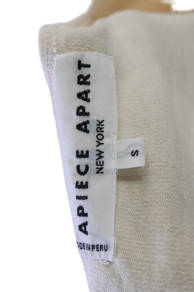 Apiece Apart Womens Long Sleeves Tee Shirt Light Beige Cotton Size Small