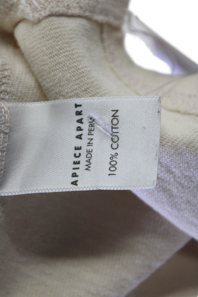 Apiece Apart Womens Long Sleeves Tee Shirt Light Beige Cotton Size Small