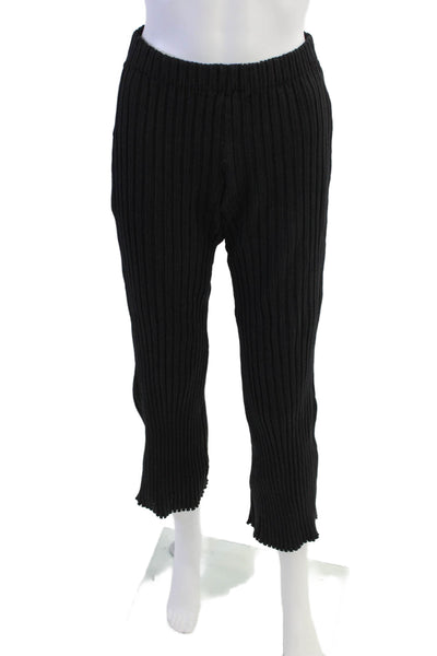 Simon Miller Womens Ribbed Pull On High Rise Cropped Pants Black Size Small