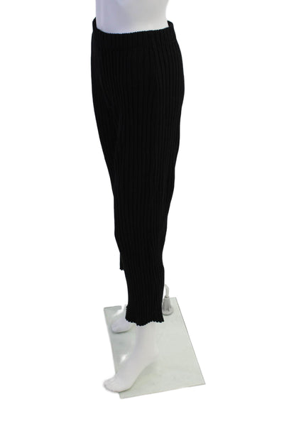 Simon Miller Womens Ribbed Pull On High Rise Cropped Pants Black Size Small