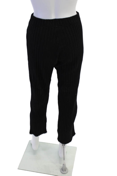 Simon Miller Womens Ribbed Pull On High Rise Cropped Pants Black Size Small