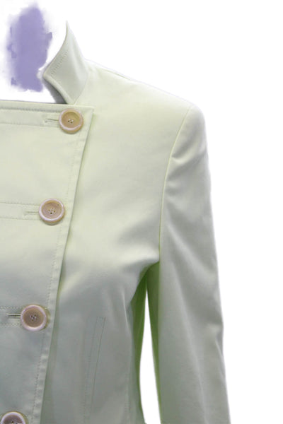 Akris Punto Womens Cotton Long Sleeve Buttoned Collared Jacket Green Size 6