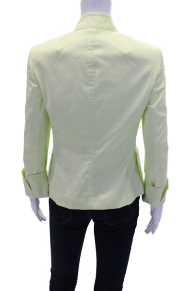 Akris Punto Womens Cotton Long Sleeve Buttoned Collared Jacket Green Size 6