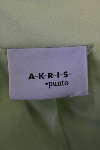Akris Punto Womens Cotton Long Sleeve Buttoned Collared Jacket Green Size 6