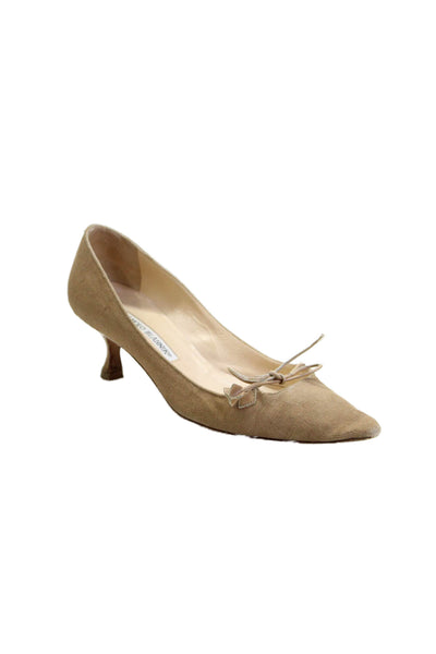 Manolo Blahnik Womens Pointed Toe Tied Slip-On Pump Heels Brown Size 5