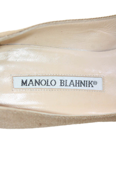 Manolo Blahnik Womens Pointed Toe Tied Slip-On Pump Heels Brown Size 5