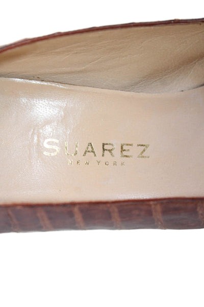 Suarez Womens Leather Slip-On Pointed Square Toe Pumps High Heels Brown Size 6