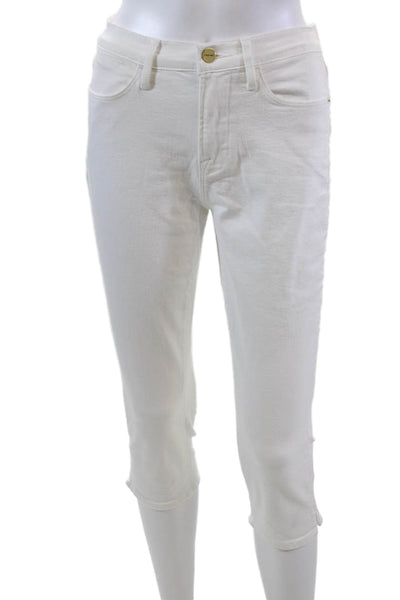 Frame Womens Cotton Pocketed Mid Rise Casual Capri Jeans Solid White Size 27