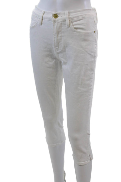 Frame Womens Cotton Pocketed Mid Rise Casual Capri Jeans Solid White Size 27