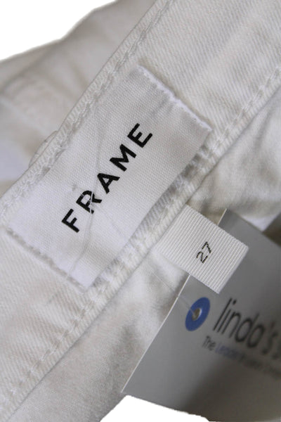 Frame Womens Cotton Pocketed Mid Rise Casual Capri Jeans Solid White Size 27