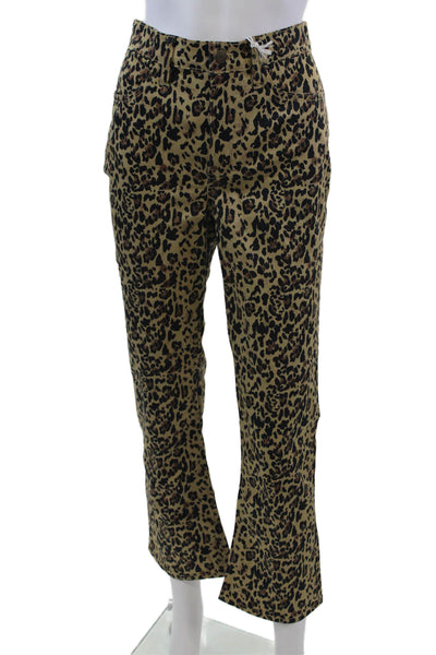 J Crew Womens Cotton Animal Print Pocketed Straight Leg Jeans Beige Size 27