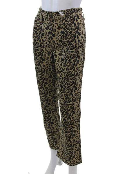 J Crew Womens Cotton Animal Print Pocketed Straight Leg Jeans Beige Size 27