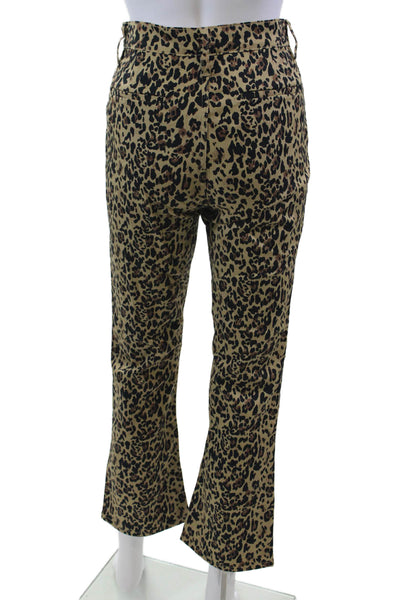J Crew Womens Cotton Animal Print Pocketed Straight Leg Jeans Beige Size 27