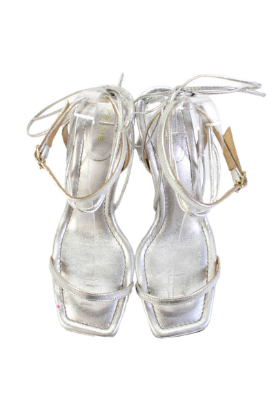 Frame Womens Leather Strappy Slingbacks Sandal Heels Silver Size 37.5 7.5