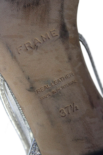Frame Womens Leather Strappy Slingbacks Sandal Heels Silver Size 37.5 7.5