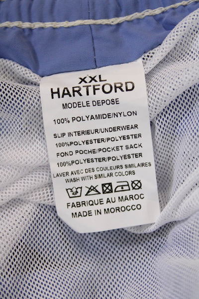 Hartford Mens Drawstring Waist Contrast Stitching Swim Trunks Blue Size XXL