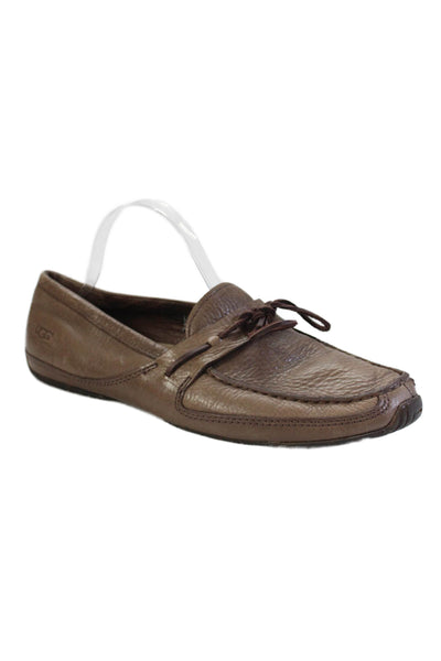 UGG Australia Womens Leather Lined Rounded Toe Lace Up Slip On Shoes Brown Size