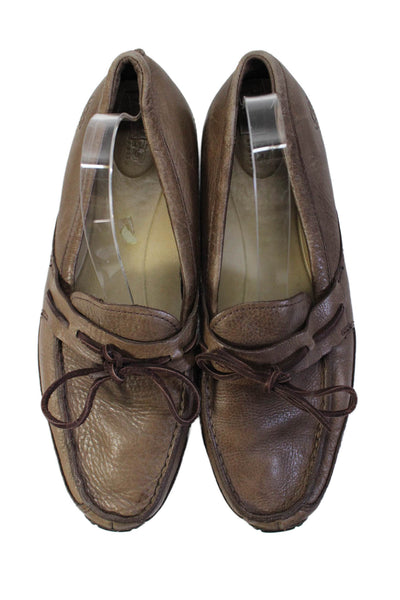 UGG Australia Womens Leather Lined Rounded Toe Lace Up Slip On Shoes Brown Size