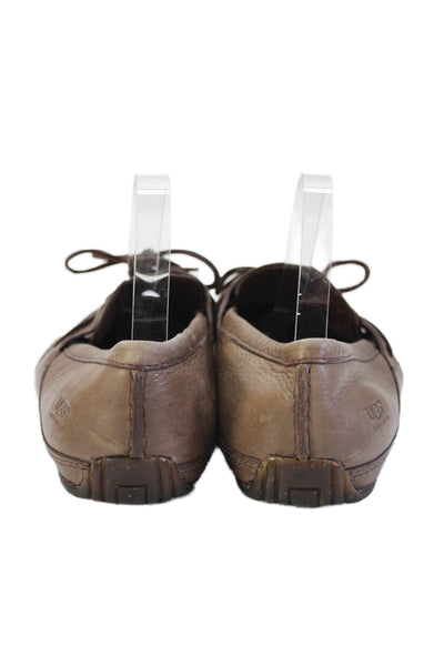 UGG Australia Womens Leather Lined Rounded Toe Lace Up Slip On Shoes Brown Size