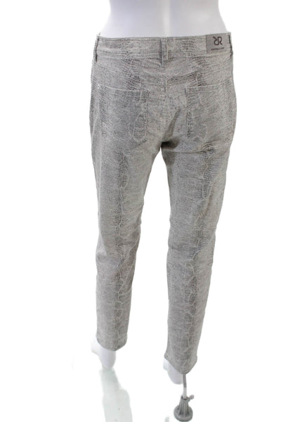 Raffaello Rossi Womens Zip Button Animal Printed Skinny Leg Pants White Size EUR