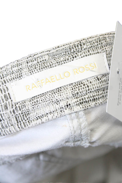 Raffaello Rossi Womens Zip Button Animal Printed Skinny Leg Pants White Size EUR