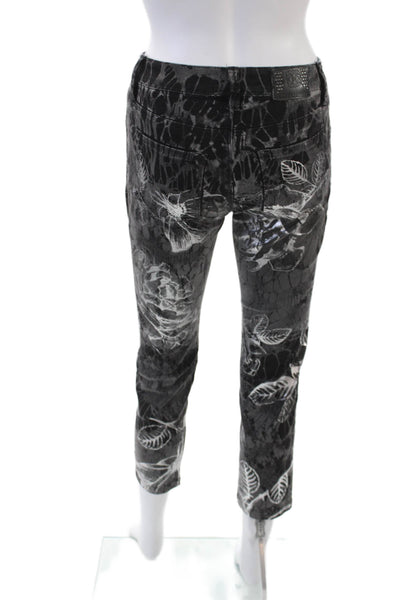 Raffaello Rossi Womens Cotton Zip Floral Printed Skinny Leg Jeans Charcoal Size