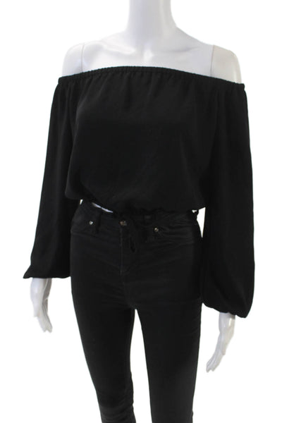 Wilfred Womens Long Sleeve Scoop Neck Cropped Sleek Blouse Black Size S